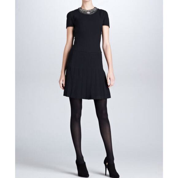 Ralph Lauren Black Label Short Sleeve Beaded Neck Mini Dress Silk Cocktail $995 - Picture 5 of 9